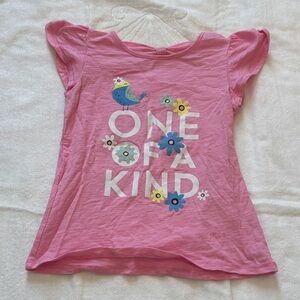 Pink Kids Shirt with Bird and Floral Design